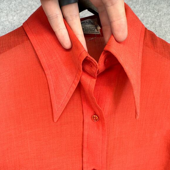 Vintage Loubella Extendables Blouse Womens Size 10/11 Red Sheer Red Button Up - Picture 3 of 15